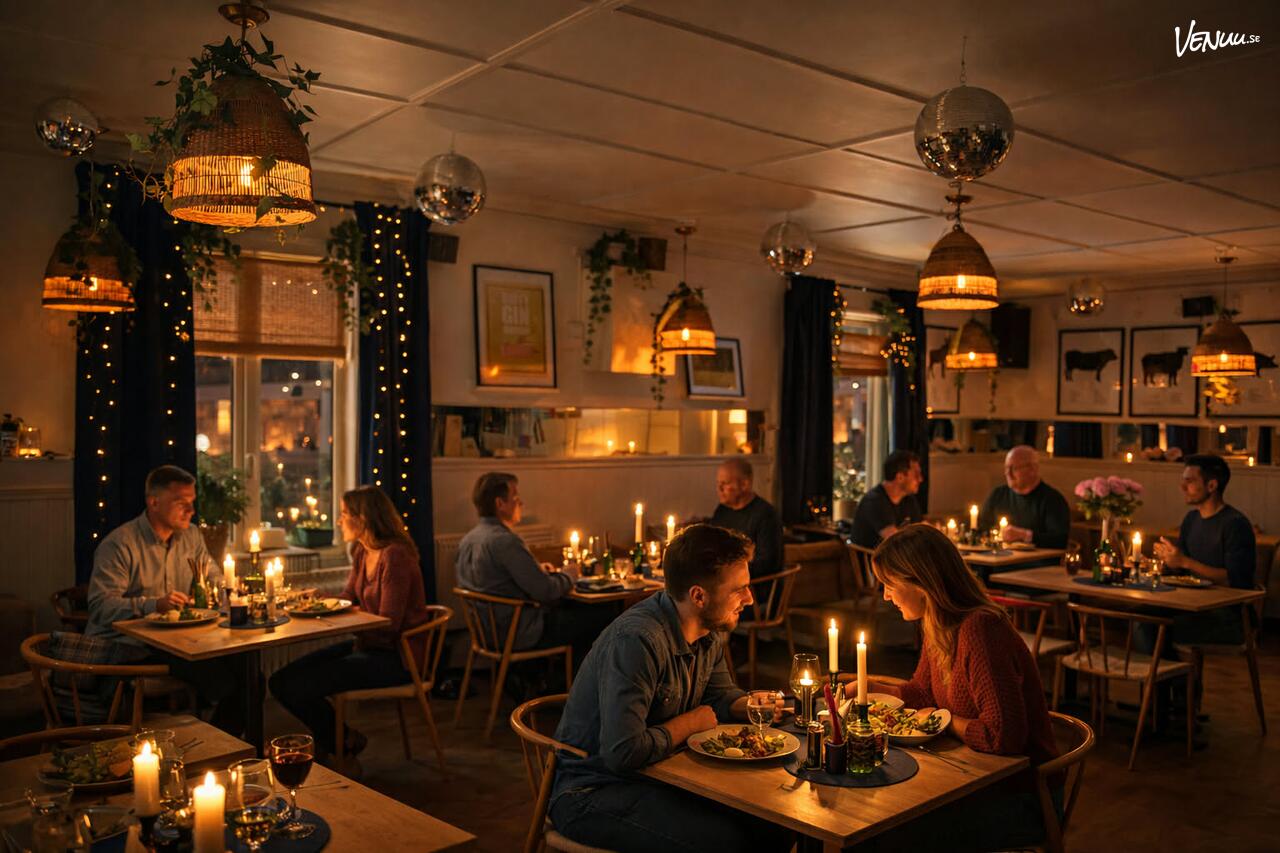 Stämningsfull kväll inne på Werners Bistro med levande ljus